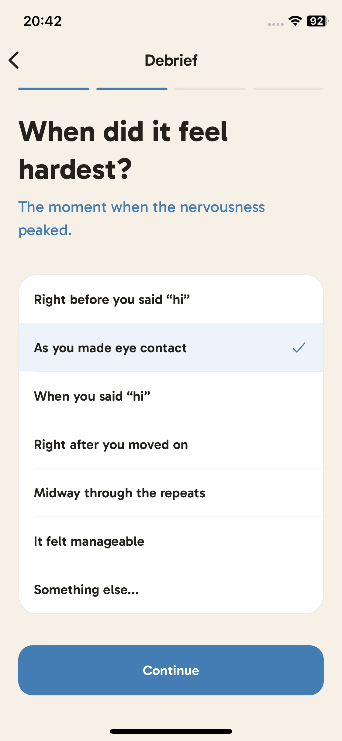 Post-action debrief hardest moment screen preview